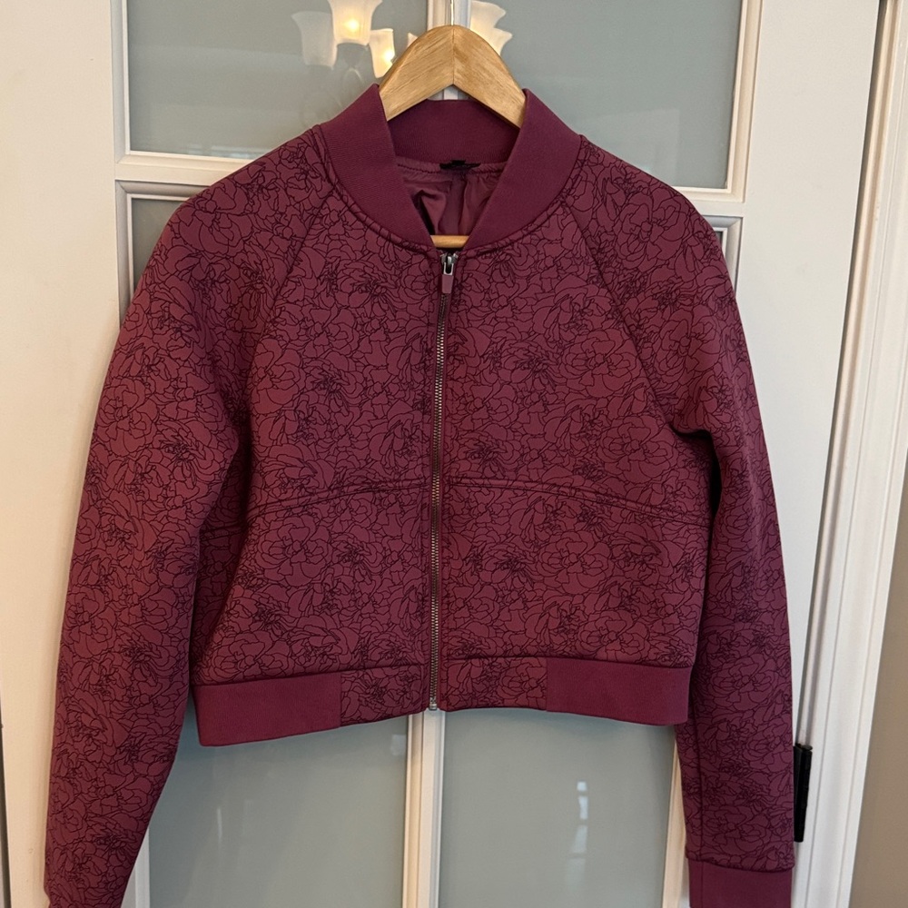 Balance Athletica Burgundy Floral Bomber Jacket